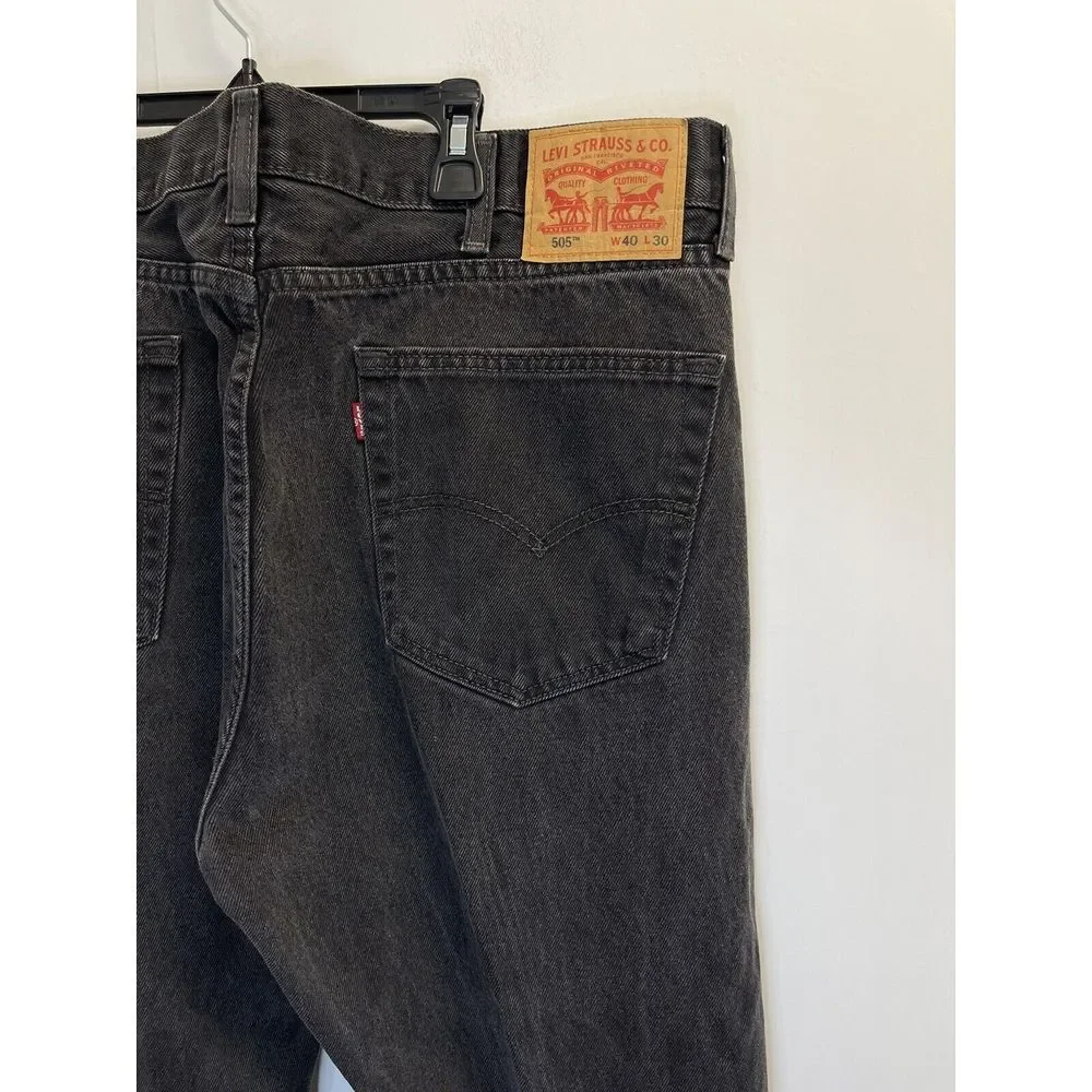 LEVIS 505 Men's 40X30 Regular Fit Black Denim Jeans‎